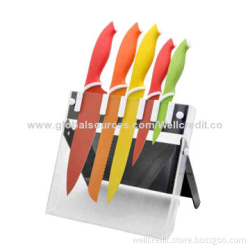 Good-quality Color Non-stick Knife Set with Acrylic Block